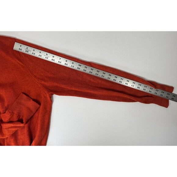 Garnet Hill Linen Cardigan Womens XL Burnt Orange Asymmetrical Hem Button Front - Picture 12 of 15